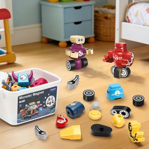 STEM Magnetic Robot Building Toys for Kids 3-5 and 4-8, 36 Pieces Transformable Stacking Robot Blocks with Storage Box, Creative Learning Christmas and Birthday Gifts for Boys Girls 3-8 - Image 5
