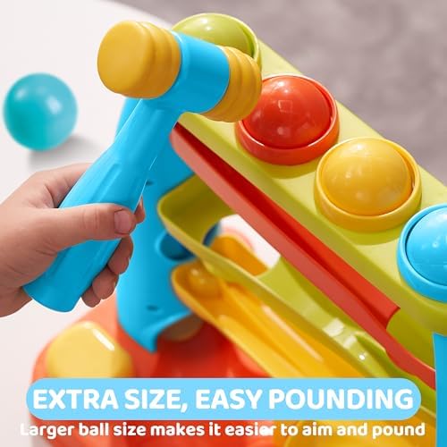 lalalark Ball Drop Toy, Track Stacking Learning Pound a Ball with Hammer, Early Developmental Montessori Toy, Birthday Gift for Boys & Girls Age 18M+ 2 3 Year Old Kids - Image 5