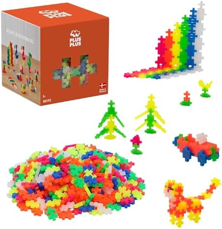 PLUS PLUS 600 Piece Neon Mix - Mini Waffle Blocks, Classroom Must Haves by Plus-Plus