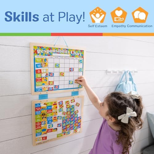 Melissa & Doug Magnetic Responsibility Chart and Kids Calendar - Wooden Chore Chart for Kids with 89 Magnets, Preschool Learning Activities for Ages 3+ - Image 4