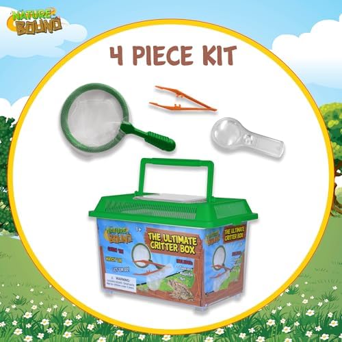 Nature Bound - Ultimate Critter Box Habitat Kit for Indoor/Outdoor Insect Collecting - Includes Net, Tweezers, and Magnifier - Gift for Boys and Girls Green - Image 4