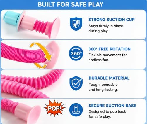 XONTEUS 4 Pcs Pop Tubes Giraffe Travel Airplane Road Trip Car Activities Essential,Telescopic Suction Cup Sensory Toys,Screen-Free Activity for Toddler,Stocking Stuffers for Kids - Image 4