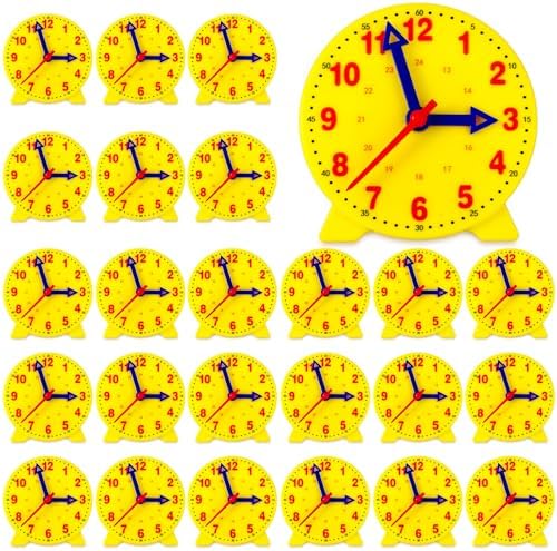 Batiyeer 24 Pcs Teaching Clock Kit for Kids to Tell Time 4'',Yellow by Batiyeer