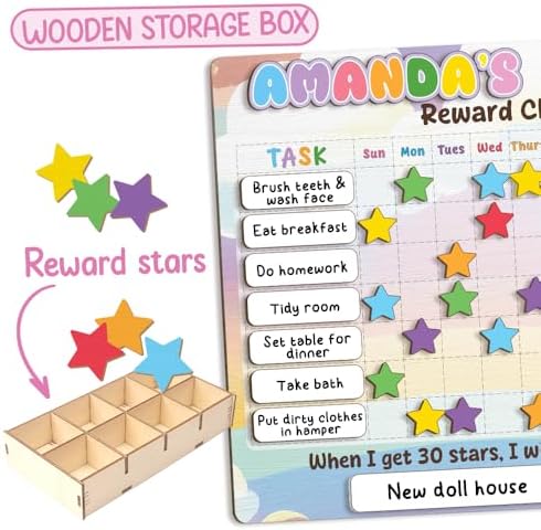 TinyKidz Large Wooden Reward Chart for Kids, 14x15 - Image 6