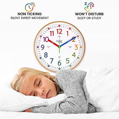 Oyster&Pop Rainbow Kids Wall Clock - Silent 10" Analog Learning Clock - Image 4