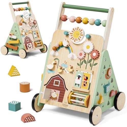 Lehoo Castle Wooden Baby Walker, Adjustable Speed Baby Push Walker by LehooCastle