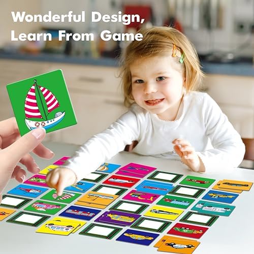 Hebayy Vehicle Matching Game, 72 PCS Traffic Memory Matching Cards for Toddlers 36 Pairs Transportation Memory Cards Educational Toys for Preschool Boys & Girls 4 5 6 Years Old - Image 6