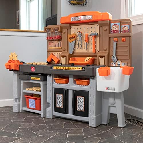 Step2 Pro Play Kids Workshop with Utility Bench, Indoor/Outdoor Tool Bench for Children, Interactive Play with Sounds, Made of Durable Plastic, Includes 76 Piece Toy Accessories, Toddlers 3+ Years Old - Image 2