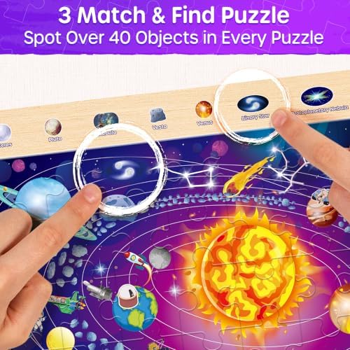 SYNARRY Large USA World Solar System Wooden Puzzles for Kids Ages 4-6 - Image 4