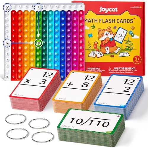 JoyCat 288 Math Flash Cards & Leanring Chart, 4 Operations, Ages 4-8 by JOYCAT