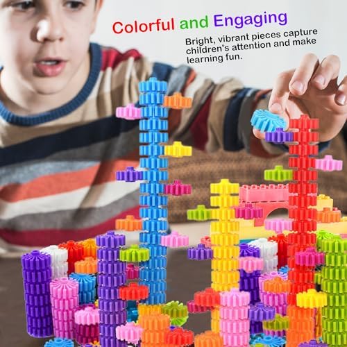 STEM Building Blocks Toys for Kids – Educational and Safe Gear Interlocking Construction Playset – Develop Creativity Preschool Brain Teaser Toys Gift for 3 4 5 Years Old Kids Boys Girls - Image 3