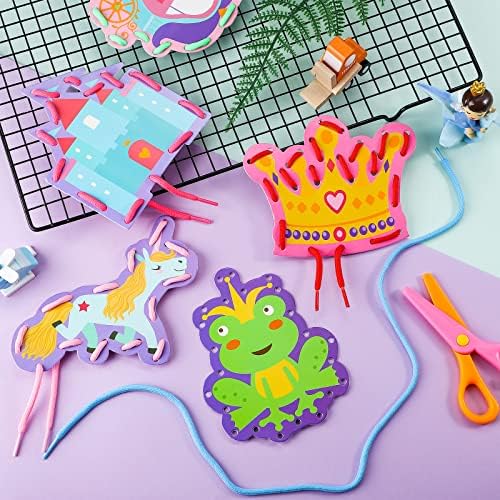Zonon 8 Pcs Kids Sewing Cards 8 Patterns Lacing Cards - Image 4