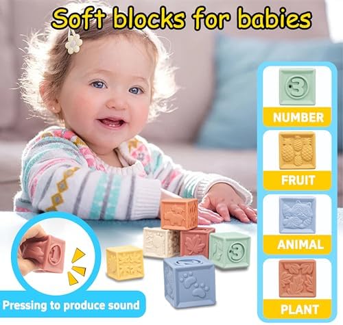 Baby Toys 0-6-12 Months,Montessori Toys for babise 0-6-12-18 Months,Incl Pull String Toy & Shape Sorter & Stacking Building Block & Manhattan ball & Baby Blocks，montessori baby toys for 1 + year - Image 2