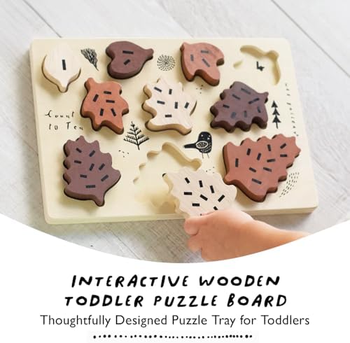 Wee Gallery Wooden Tray Puzzle Count to Ten Leaves, Montessori Toy for Toddlers and Preschoolers for Early Learning and Fine Motor Skill Development, Sustainable Educational Puzzle for Kids - Image 2