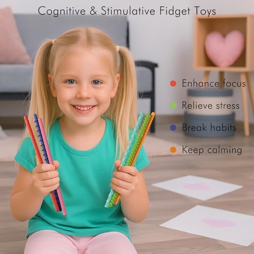 Sensory Fidget Toys for Kids Adults,12PCS Flexible Fidget Sticks for Stress Anxiety Autistic ADHD, Calm Down Travel Airplane Classroom Students Prizes Toys, Stocking Stuffers for Teens Boys Girls - Image 3