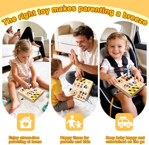 Grarain Busy Board for Toddlers - Montessori Educational Toy for 1-3 Year Old Boys & Girls | Travel-Friendly Sensory Learning Activity | Ideal for Kids with Autism(Busy Board v5) - Image 6