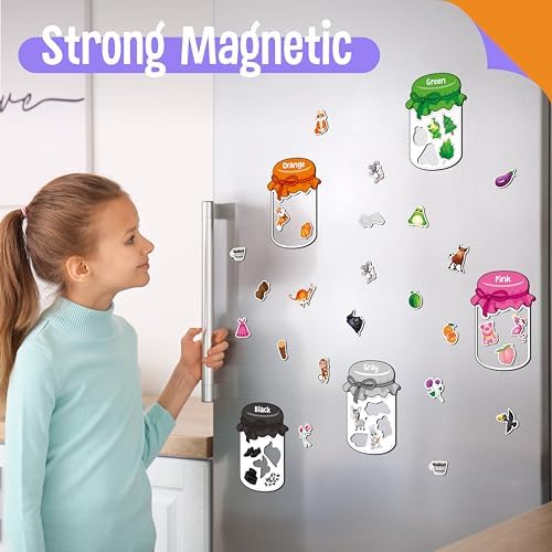 12 Pieces Magnetic Color Sorting Toys, 60 Color Magnets Educational Refrigerator Whiteboard for Baby Toddlers Kids Magnets - Image 6