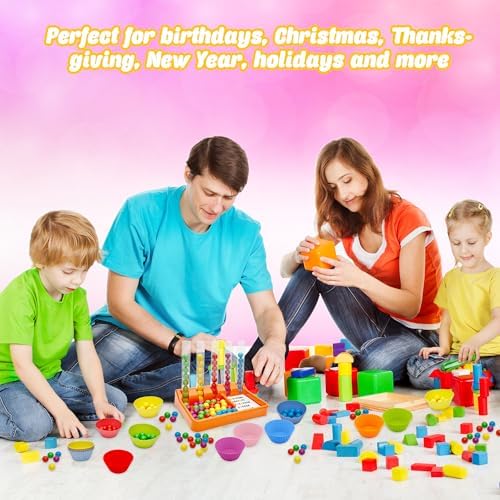 132 Pcs Counting and Color Sorting Toys Math Manipulatives Match Games Educational Learning Fine Motor Skills for Kids Preschool Kindergarten Learning Activities - Image 7