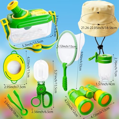 Bug Catcher Kit for Kids,8 Pcs Kids Bug Habitat with Bug Collector Butterfly Net Magnifying Glass Binoculars Tweezer Hats,Outdoor Explorer Kit for Boys Girls 3-12 Years Old - Image 2