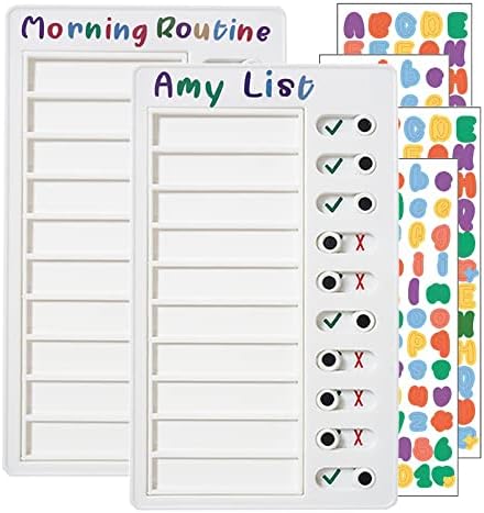 Chore Chart for Multiple Kids, 2 pcs Blank to Do List Boards Chore Checklist Boards for Kids with 4 Color Stickers Stick-on Chore Chart Daily Checklist by PIQOLA