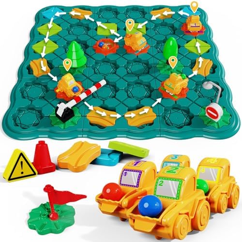 STEM Board Games Kids Toys, Maze Brain Teaser Puzzles Learning Games, Logic Road Track Building Blocks Educational Montessori Preschool Birthday Boys Girls Gifts for Kids Ages 3 4 5 6 7 8 Year Old by OlfridToy
