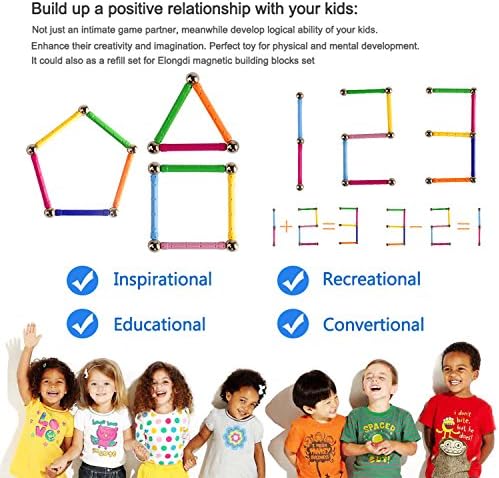 ELONGDI Magnetic Building Blocks, [ 132 Pieces ] Lengthen Building Sticks Set, Magnet Stem Toys Set Non-Toxic Building 3D Puzzle Boys Toys for Kids and Adult - Image 6