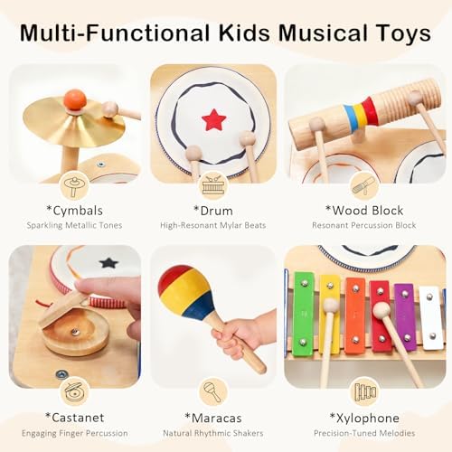 WINYGZ 9-in-1 Baby Drum Set, Low Noise Montessori Musical Instruments. - Image 3