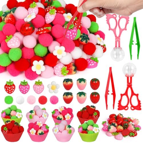 143 Pcs Strawberry Sensory Bin Items Spring Summer Counting Sorting Sensory Bin Filler Fine Motor Strawberry Counts for Valentine Sorting Counting Decor by Unknown