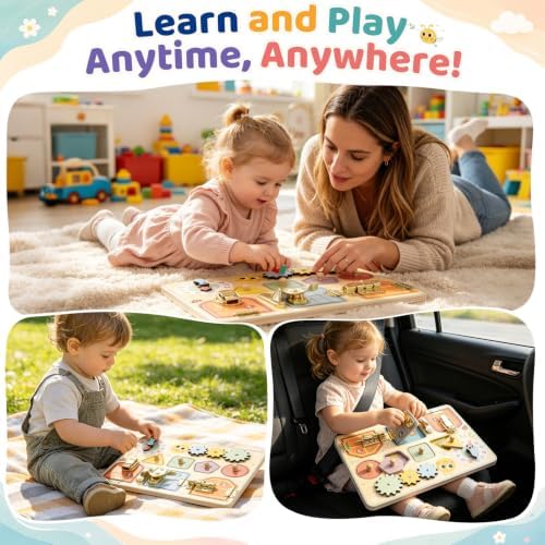 Lewo Montessori Busy Board, Wooden Sensory Activity Toys for Toddlers 3 4 5 - Image 7