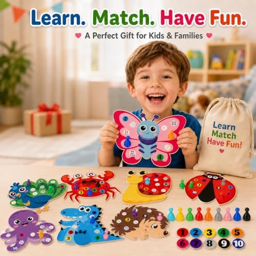 Cinrobiye Animal Counting Game for Kids, Number Matching Game 1-10 with Cute Animal Boards, Fun Educational Activity Games Set for Family Play, Party & Classroom Use - Image 6