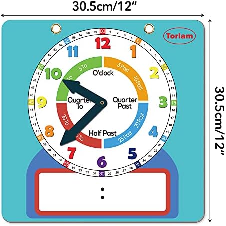 Large Magnetic Dry Erase Learning Clock for Kids Learn to Tell Time,12" Demonstration Teaching Time Practice Clock Analog Clocks with Pen, Classroom Supplies Homeschool Essentials Learning Resources - Image 6