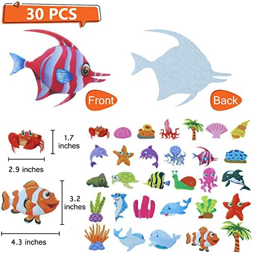 BXI 30 Pcs Ocean Felt Board Story Pieces Set for Toddlers, Preschool & Kindergarten, Precut Felt Marine Life Figures for Preschool Crafts Activity Early Learning Storytelling - Image 2