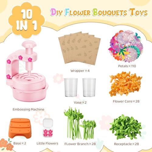 Fabric Flower Bouquets Toys,DIY Craft Kits for Kids,Arts and Crafts Toy for 3+ Year Old Girls,Flowers Market Toy,Build Your Flower Bouquet,Educational Preschool Learning Toys for Birthday,Christmas - Image 2