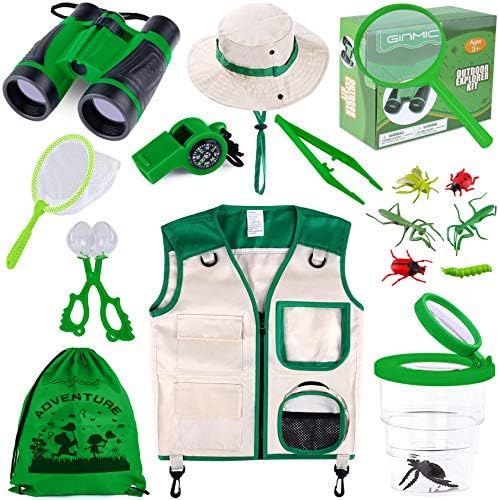 Kids Explorer Kit – Bug Catcher with Binoculars & Safari Costume Vest by GINMICKIDSTOYS