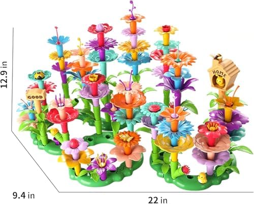 TEMI 138 PCS Flower Garden Building Toys for Girls Toys, Educational STEM Toy and Preschool Garden Play Set for Toddlers 3 4 5 6 7 8 Year Old Kids Boys Girls, Flower Stacking Toys for Kids Age 3-6 - Image 2