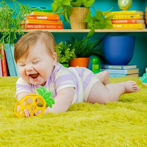Bright Starts Oball Easy Grasp Pineapple Teether Toy, Hold My Own Collection, BPA Free, Unisex, Newborn and Up - Image 4