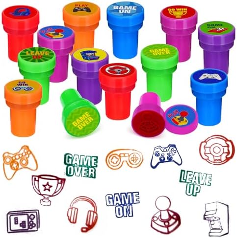 Cinrobiye 24 Pcs Video Game Stampers Party Favor Set, Cute Gaming Stamps for Kids Birthday Party, Classroom Rewards, Arcade Game Prizes, Goody Bag Fillers, Gamer Themed Party Supplies by Cinrobiye