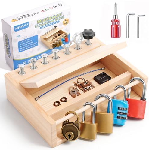 INIFEIDALA Montessori Screwdriver Board Set - Lock and Key Toy by INIFEIDALA