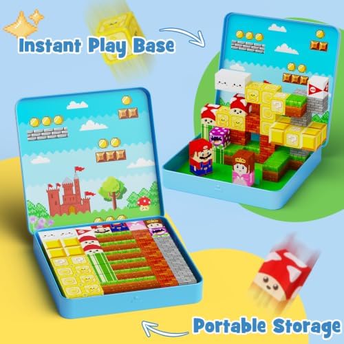 Travel Magnetic Blocks Kids Toys: 49 PCS Mini Magnets Cubes with Iron Box - Image 4