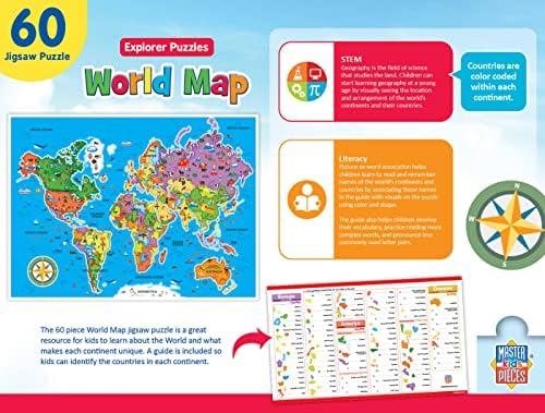 MasterPieces 60 Piece Educational Jigsaw Puzzle for Kids - World Map - 16.5"x12.75" - Image 3