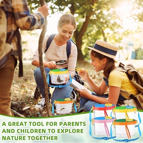 Halloscume 4 Pack Insect Bug Viewer Kit for Kids with Tweezers Explorer Outdoor Set Bug Catcher Containers for Insects Magnifying Insect Box Observation Science Nature Exploration Collecting(Bright) - Image 6