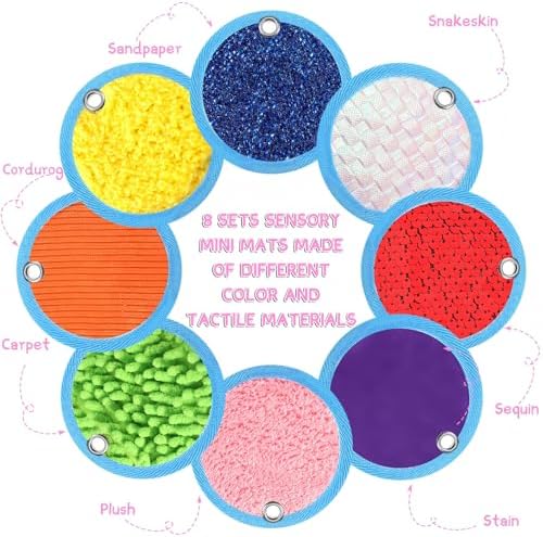 Boao 8 Set Mini Sensory Mats for Autism Kids Sensory Floor Tiles, Round - Image 4