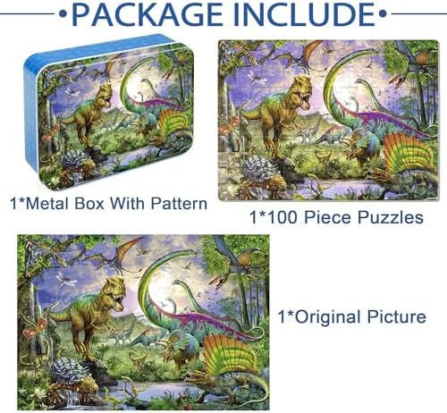 LELEMON Puzzles for Kids Ages 4-6,100 Piece Puzzles for Kids in Metal Box - Image 7
