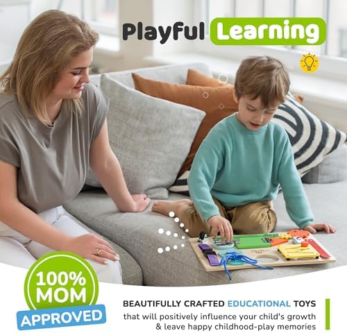 deMoca Montessori Busy Board, Premium Wooden Sensory Toy - Image 5