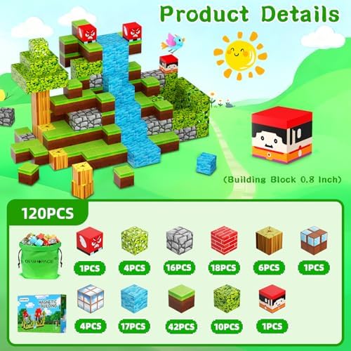 Magnetic Building Blocks STEM Toys for Kids Ages 3-12 – 120 PCS Educational Construction Set with Storage Bag, Safe & Durable Learning Toys for Toddlers Children Boys Girls - Image 2