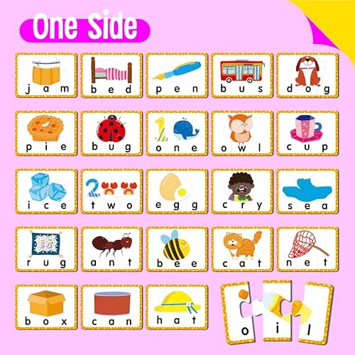 24 Set 3-Letter Word Puzzle Cards, 72 PCS Self Correcting Word Spelling Puzzles, Double Sided Puzzle Cards for Kindergarten Preschool Learning - Image 4