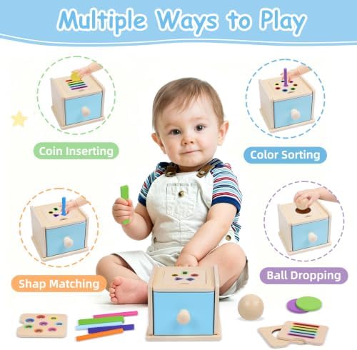 4 in 1 Object Permanence Coin Box, Montessori Toys for 1+ Year Old - Image 3