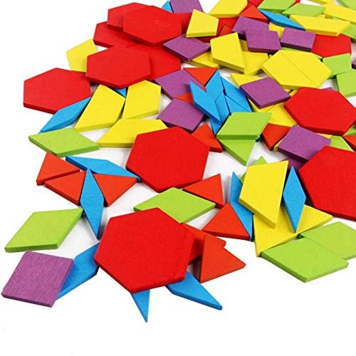 JCREN Wooden Pattern Blocks Montessori Toys Shape Puzzles Kindergarten Classic Educational Tangram Geometric Brain Teaser Toys Best STEM for Kids Ages 4-8 with 24 Pcs Cards (Pack of 2) - Image 3