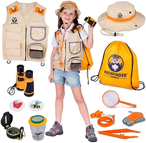 Kids Explorer Kit with Safari Vest & Hat for 7-12 Year Old Boys & Girls by PathfinderPandas