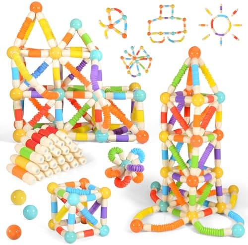 58PCS Extendable Magnetic Building Sticks STEM Montessori Toy Set Ages 3-7 by Bloomsmary